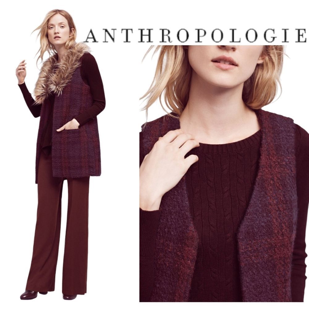 Anthropologie Sanctuary plaid vest size S removable collar